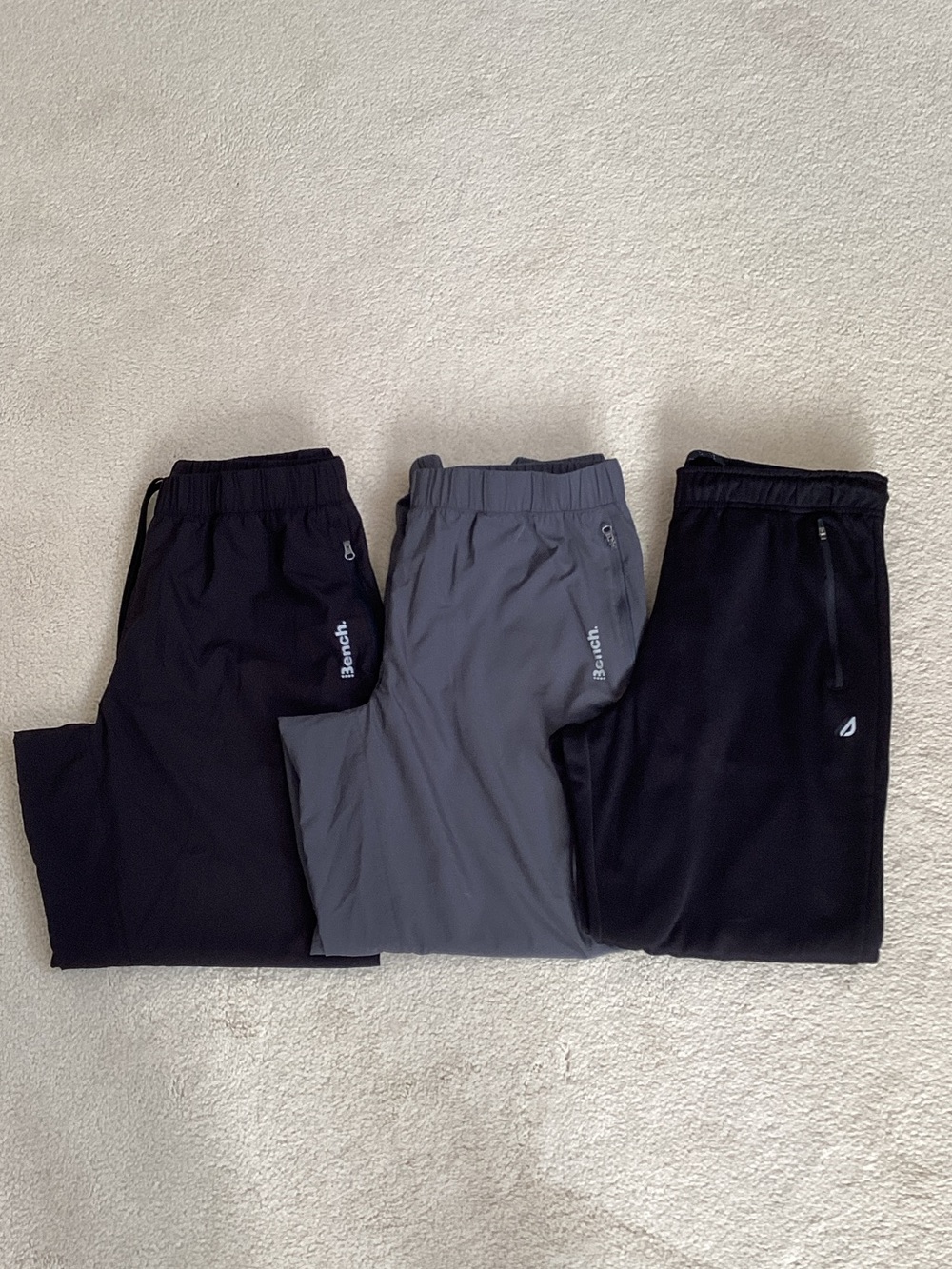 LOT OF 3 ATHLETIC PANTS WITH ZIPPER POCKETS MENS SIZE MEDIUM